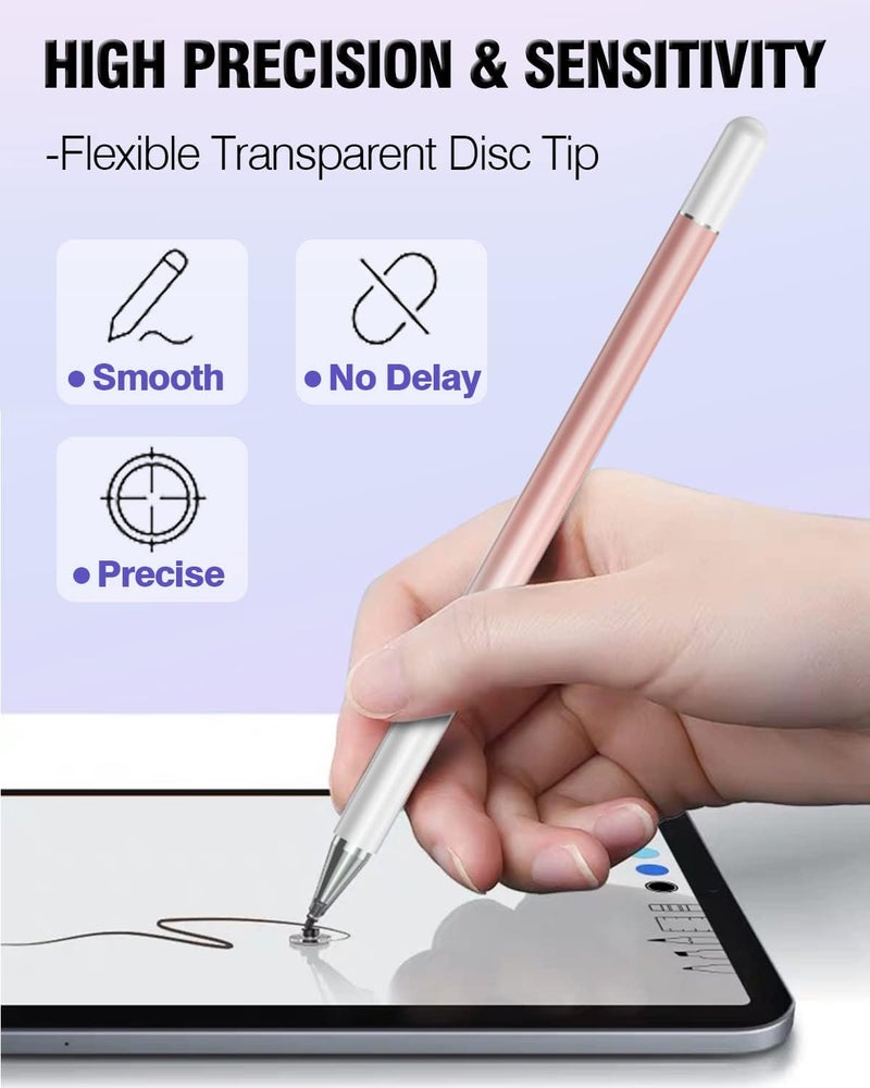 AmberVec Stylus Pen for Touchscreen, 2 in 1 Stylists Pens Compatible with All Touch Screens Devices, Tablets, iPhone, iPad, Android, Computer, Laptop, Fine Disc Tip Drawing Styluses [8 Pack] - Image 5